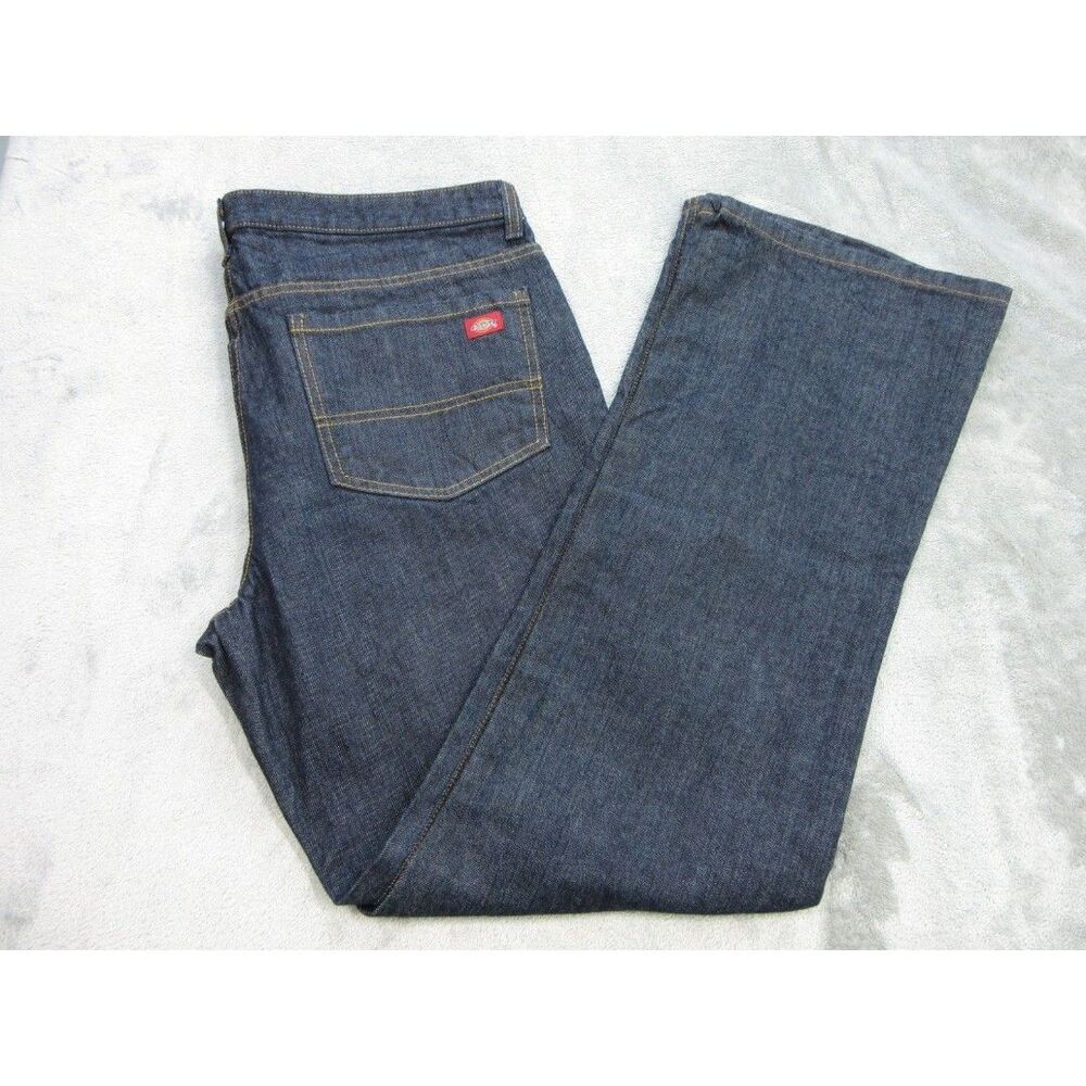NWT DICKIES Jeans Women's Sze 14 Regular Relaxed Fit Boot Cut Dark Wash Blue